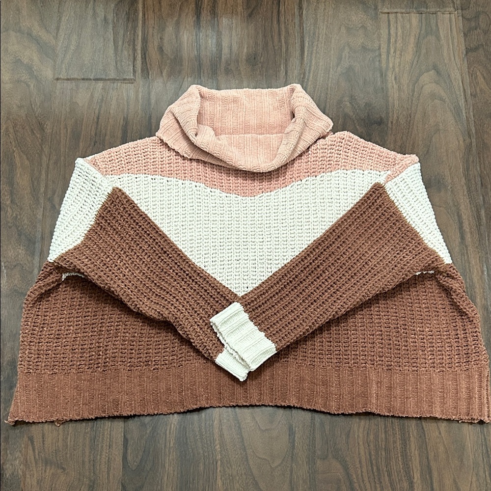 POL Colorblock Cowl Neck Oversized Sweater